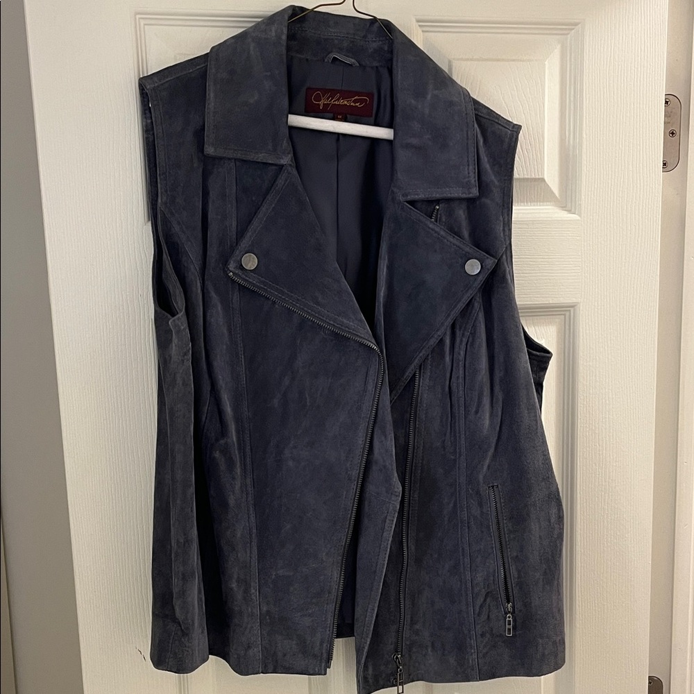 Genuine Leather Suede Moto Vest